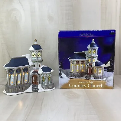$19.99 • Buy Holiday Time Vintage Village Country Church Christmas (1997) Lighted Porcelain
