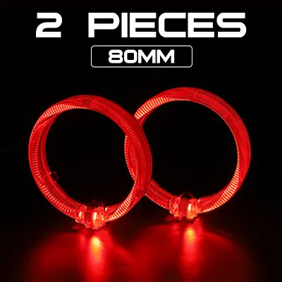 2x Red 2.5  LED Light Guide Angel Eyes Halo Rings DRL For Car Headlight Retrofit • $13.98