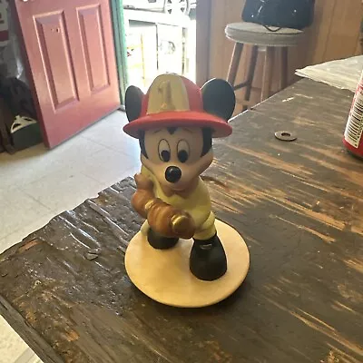 Disney Ceramic 4  Figure MICKEY MOUSE Porcelain Fireman Firefighter SRI LANKA • $45.53