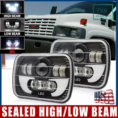 2x 7x6 5x7 LED Headlights Assembly Hi-Lo Beam For Chevy C6500/C7500 Kodiak C8500 • $61.59