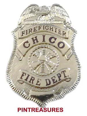 Fire Department Pins Vintage Historic Lapel Chico CA Firefighter Badge Pin(@!@) • $9.49