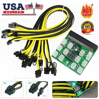 USA Server Adapter Breakout Board PSU Power Supply HP 1200W GPU Mining W/ Cables • $9.99