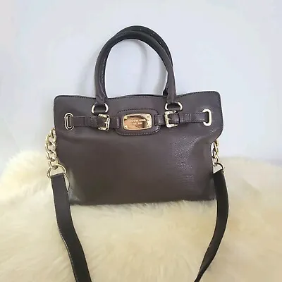 MICHAEL KORS Hamilton  Brown Leather Tote With Cross Body Strap • $49