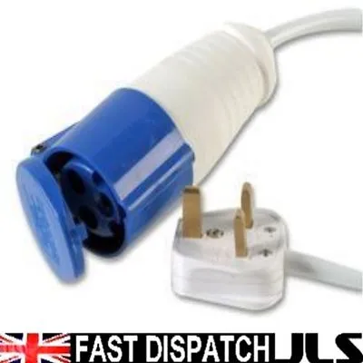 3M Mains Electric Hook Up Adaptor UK 16A Socket 13A Plug Caravan Converter Metre • £13.95