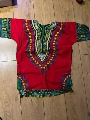 £20 • Buy New Red Dashiki Shirt Hippie Mexican Afro Gringo Poncho Tribal Unisex 