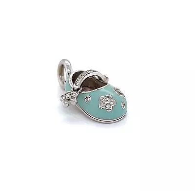 Aaron Basha Diamond Enamel 18k White Gold Shoe Charm Pendant • $2250