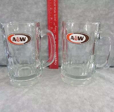 Set Of 2 Vintage  AW Root Beer 4  Heavy Glass Mugs • $12
