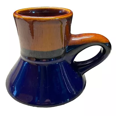 Vintage Wide Bottom No Spill Mug Tapered Mugs Coffee Tea Royal Blue Brown 70s • $22