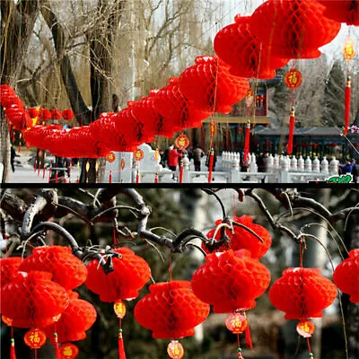 £6.99 • Buy 20X Chinese New Year Red Paper Lanterns Chinese Hang Lantern Hanging Decoration