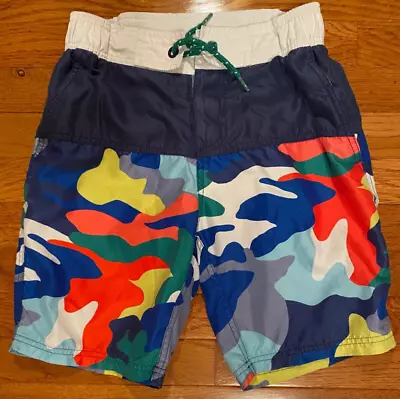 Boys MINI BODEN Swim Trunks 11-12 Years Colorful Camo Navy Camouflage Shorts • $16.99