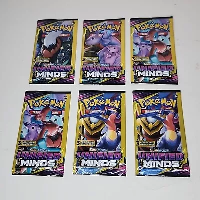 ⚡ Lot Of (6) Pokemon Sun And Moon Unified Minds 3 Card Booster Packs • $16.99