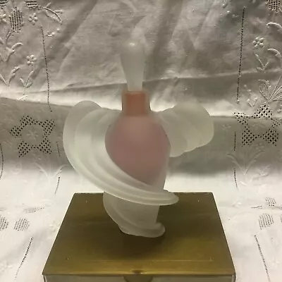 VITRIX Thomas T Buechner 1987Hand Blown Art Deco Style Frosted Pink  Bottle • $40