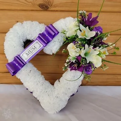 Open Heart Funeral Flowers Artificial Tribute Wreath Silk Grave Memorial MUM NAN • £32.95