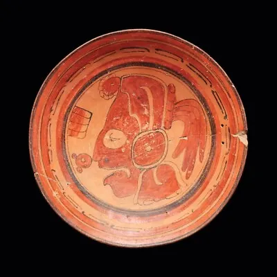 Ancient Maya Polychrome Decorated Plate With Profile Head -  Ex Sotheby's • $3650