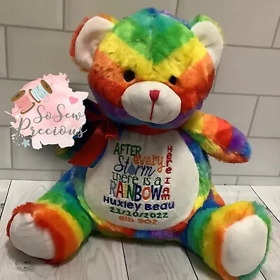 Personalised Rainbow Teddy  Rainbow Baby Gift  Birthday Kids • £27.99