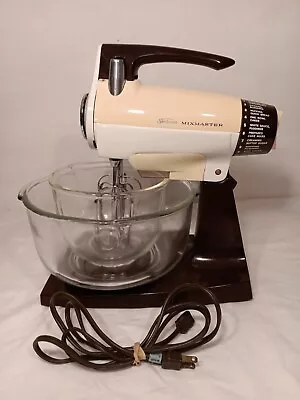 VINTAGE SUNBEAM Vista 12 Speed Mixer With 2 Fireking Glass Bowls Works • $75