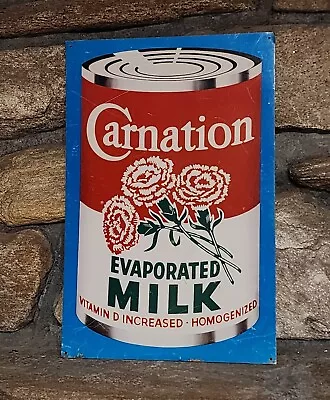 RARE Vintage Carnation Evaporated Milk Metal Advertising Sign Dairy  • $99.95