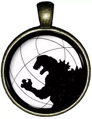 BLACK GODZILLA MONSTER Pendant Sterling 925 Silver 18  Necklace Men Women GIFT • $19.97