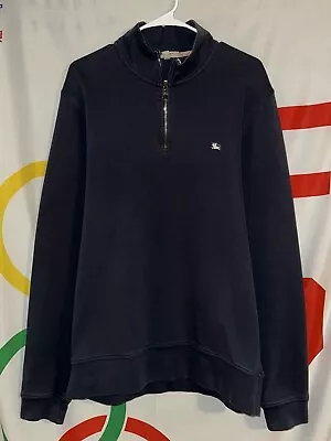 Burberry 1/4 Zip Sweatshirt Mens XL Navy Blue Mock Neck Designer Sweater • $27.97