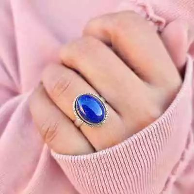 Lapis Lazuli 925 Sterling Silver Band &Statement Ring Handmade Ring All Size • $13.29