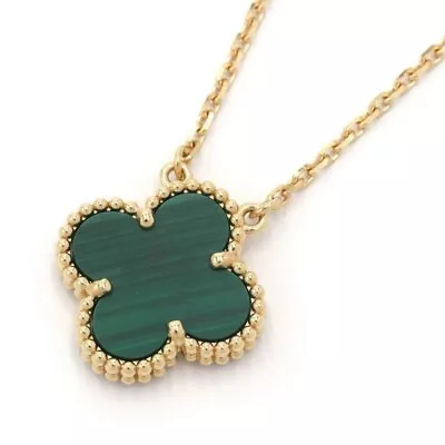 Van Cleef & Arpels Necklace Vintage Alhambra Flower Clover Green Malachite 750YG • $588