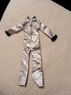1970s Sindy Silver Catsuit With Black Fur Trim Cuffs • £0.99