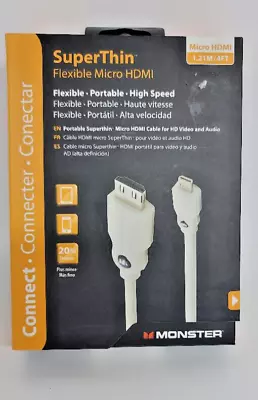 Monster 4 Ft SuperThin Flexible HDMI To HDMI Micro Cable ~ New Sealed • $9.95