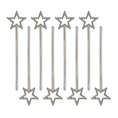 Silver Mini Star Wands (8 Pack) - Party Bag Prize Princess Fairy Diamante T • £6.39