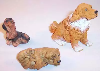 Lot Of 3 Small Dog Figurines Dachshunds And Mixed Breed Stone/Resin • $7.35