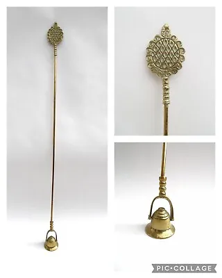 £22 • Buy Vintage Long Large Candle Snuffer Brass Decorative Handle Pivoting Head 26” Long