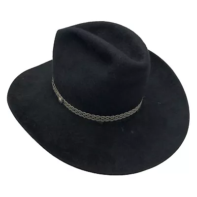 Vintage Resistol Panda Cowboy Hat Black Fuzzy Sz 7 3/8 Western Self Conforming • $150