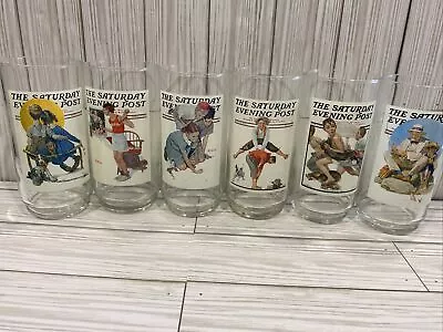 Norman Rockwell The Saturday Evening Post Drink Glasses ARBYS (Complete Set!) • $17.98