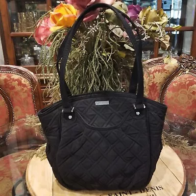 Vera Bradley Black GLENNA Quilted Satchel Shoulder Purse • $14.98