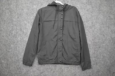 Volcom Jacket Medium Black Water Wind Resistant Full Zip Snap Buttons Hooded • $29.98