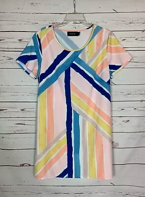 Mink Pink Revolve Women's L Large Blue Pink Yellow Short Sleeve Summer Dress • $24