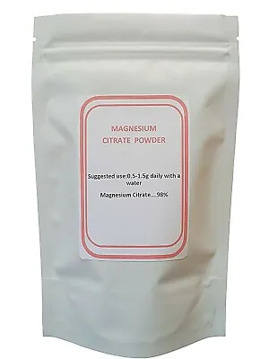 £9.49 • Buy 98% Magnesium Citrate Powder 25g-1000g, Letterbox Friendly Packaging, UK Seller