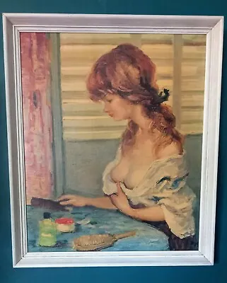 Vintage 1950s/60s Oleograph On Canvas Titled  Reverie  - Marcel Dyf (1899–1985) • $342.25