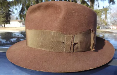 Vintage Men's Fedora Hat Stetson Standard Quality 7-1/8-Long Oval 1930s Fur Felt • $149