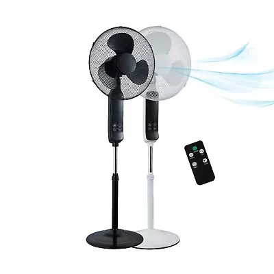 16  Electric Oscillating Pedestal Air Cooling Fan With Remote Control Standing • £33.85