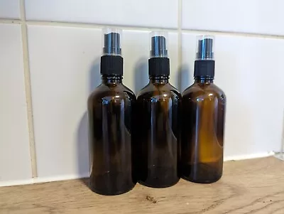 Amber Glass Spray Bottle Essential Oil Mist Sprayer Container 100ml  UK STOCK • £3