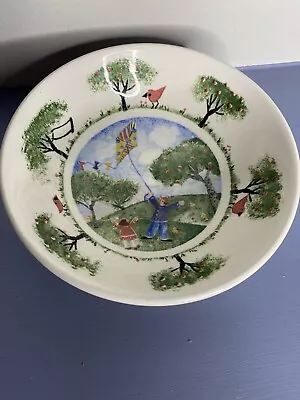 Nikko Remember When By Deb Mores Bowl Birds Trees Child Flying Pre-Owned • $13.13