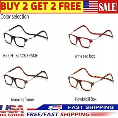 Hanging Folding Magnetic Reading Eyeglasses Glasses Front Click Connect Neck NEW • $9.39