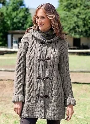 £3.23 • Buy Knitting Pattern Copy Chunky Ladies Cable Duffle Coat With Hood  S/XL Sizes 84