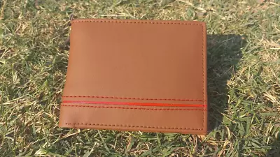 Mens Genuine Cow Skin Leather Bifold Purse Classic Brown Soft Wallet • $4