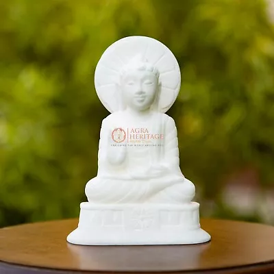 Marble White Meditation Buddha Statue Handmade Religious Blessing Gift Decors • $310.50