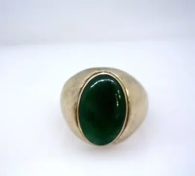 Antique 17x11 Natural Green Jade Men's Large Ring 14k Yellow Gold Over Jade Ring • $243.03