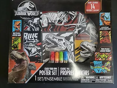 NIP Jurassic World Dinosaurs Color Your Own Velvet Poster Set With 4 Markers • $7