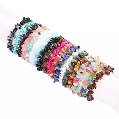 2024 Natural Gemstone Crystal Chip Beads Stretchy Bracelet Healing Reiki Chakra • $2.37