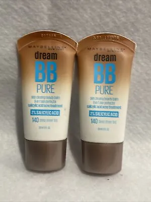 Lot Of 2 MAYBELLINE DREAM PURE BB BEAUTY BALM SKIN PERFECTOR 140 Deep Sheer Tint • $8.99