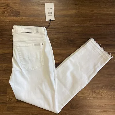 7 For All Mankind Jeans Womens 29 White Roxanne Ankle Slim Cigarette Raw Cut • $37.99